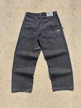 Vintage Southpole Raw Denim Jeans Baggy Wide Leg Slub Black Selvedge 34x30